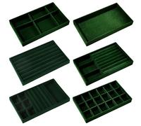 Cnwinu Jewellery Tray 6Pcs,Jewellery Organiser Display,Earring Storage Organiser,Stackers Jewellery Box Organiser,Wardrobe jewelry Storage Drawers,Holds Makeup,Necklace,Bracelet,Jewellery,Ring(Green)