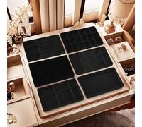 Cnwinu Jewellery Tray 6Pcs,Jewellery Organiser Display,Earring Storage Organiser,Stackers Jewellery Box Organiser,Wardrobe jewelry Storage Drawers,Holds Makeup,Necklace,Bracelet,Jewellery,Ring(Black)