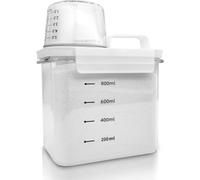 Cnwinu Laundry Detergent Storage Organiser with Measuring Cup, Dosing Aid for Laundry Detergent, Airtight Detergent Container,Washing Powder Storage,Soap Liquid,Fabric Softener,Laundry Beads(1100mL)