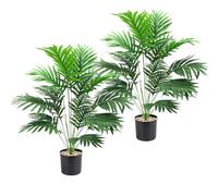 Cnwinu Simulated Artificial Plants Indoor 2Pcs,Large Faux Artificial Palm Tree Tall Plastic Plants for Office Home Garden Indoor Outdoor Decor(Large Palm Trees)