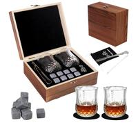 Cnwinu Whiskey Glass Set - Whiskey Stones, Glass, Coaster, Tweezer - Whisky Tumblers - Men's Gifts, Xmas Gifts