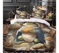 CNWRZCJXY Frog baker 3D Printing Duvet Cover 3-Piece Microfiber Breathable Hidden whimsical fantasy Comforter Cover 2 Pillowcases Durable Home Decor Family Bedroom Double（200x200cm）
