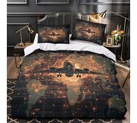 CNWRZCJXY Global flight path 3D Printed Quilt Cover 3-Piece Ultra-Soft Microfibre Anti-Fade Duvet Insert Cover 2 Pillowcases Zip Closure Fade-Resistant Adults & Couples King（220x240cm）