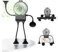 CNXMSY USB Desk Fan, Fun Robot Fan with Suckers, 3 Speeds Personal Mini Rechargeable Portable Table Fan and Phone Stand 2 in 1 for Office, Travel and Cars, Black