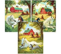 Cnyaunfi 3 Pack Animals Diamond Art Kits Adults 5D Green Diamond Painting Kit for Adults, Fun DIY Full Square Drill Crystal Gem Art Craft, Adults Paint by Diamonds Dots Home Wall Decor 50x70cm YF-3030