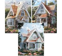 Cnyaunfi 3 Pack Flowers Diamond Art Kits Adults, 5D Blue Diamond Painting Kit for Adults, Fun DIY Full Square Drill Crystal Gem Art Craft, Adults Paint by Diamonds Dots Home Wall Decor 70x90cm YF-3098