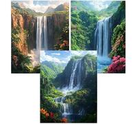 Cnyaunfi 3 Pack Ocean Diamond Art Kits Adults, 5D Green Diamond Painting Kit for Adults, Fun DIY Full Square Drill Crystal Gem Art Craft, Adults Paint by Diamonds Dots Home Wall Decor 50x70cm YF-3280