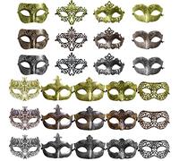 CNYMANY 27 Pcs Vintage Antique Masks Retro Masquerade Men Women Unisex Mask for Ball Party Venetian Costume - Gold, Silver, Bronze