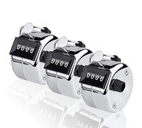 CNYMANY 3 Pcs Hand Tally Counters, 4-Digit Lap Trackers Manual Clickers Metal Mechanical Count to 9999 for Sport Coach Casino - Silver