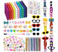 CNYMANY 50 Set Cheer Pins Spirit Clips, Wooden Cheer Clothespins for Backpacks Decorations Includes Mini DIY Resin Duck Glasses Colored Beads Bows for Cheer Team Gifts