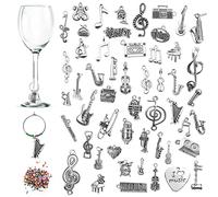 CNYMANY 52 pcs Wine Glass Charms, Musical Instrument Themed Goblet Drink Markers Tags with Buckle Design and Colorful Beads for Wine Cocktail Champagne Tasting Party Favors Decoration Supplies Gifts