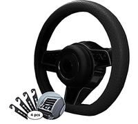 CNYMANY Direct Silicone Auto Car Steering Wheel Cover 13"-15" / 33-38cm, with 4 pcs Air Vent Hook - Honeycomb Pattern, Black