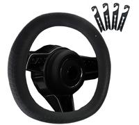 CNYMANY Direct Silicone Auto Car Steering Wheel Cover 13"-15" / 33-38cm, with 4 pcs Air Vent Hook - Tire Pattern, Black