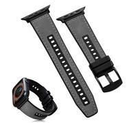 CNYMANY Leather Watch Band Compatible with Apple Watch, 38mm 40mm 41mm 42mm Leather Bands Replacement Strap Compatible with iWatch Series 10 9 8 7 6 5 4 3 2 1 SE Ultra, Women & Men - Grey