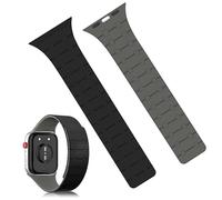 CNYMANY Magnetic Watch Band Compatible with Apple Watch, 38mm 40mm 41mm 42mm Thin Silicone Sport Replacement Strap Compatible with iWatch Series 10 9 8 7 6 5 4 3 2 1 SE Ultra - Black and Grey