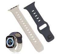 CNYMANY Sport Watch Band Compatible with Apple Watch, 38mm 40mm 41mm 42mm Soft Silicone Replacement Strap Compatible with iWatch Series 10 9 8 7 6 5 4 3 2 1 SE Ultra, Women Men - Grey and Starlight