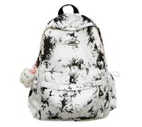 CNYMFF Schoolbag Tie-Dye Schoolbag For Girls Simple Backpack For High School And Junior High School Students-Black-With Pendant