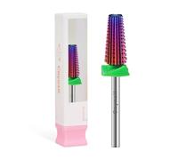 Cnynail 5 in 1 Nail Drill Bit, Tungsten Carbide Multi-Function Bit for Acrylic Nails, Hard Gels, Cuticles Removal, 3/32" Shank, Two-Way Rotation for Left & Right-Handed Use (C Grit, Purple)
