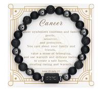 CNYTPE Zodiac Sign Bracelet for Men & Women - Matte Lava Hematite Stone Beads, 12 Constellation Lucky Charm Jewelry for Positive Energy & Protection Against Bad Luck, One Size, Obsidian, no gemstones