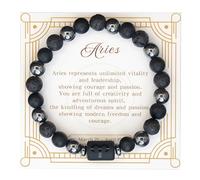 CNYTPE Zodiac Sign Bracelet for Men & Women - Matte Lava Hematite Stone Beads, 12 Constellation Lucky Charm Jewelry for Positive Energy & Protection Against Bad Luck, One Size, Obsidian, no gemstones