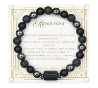 CNYTPE Zodiac Sign Bracelet for Men & Women - Matte Lava Hematite Stone Beads, 12 Constellation Lucky Charm Jewelry for Positive Energy & Protection Against Bad Luck, One Size, Obsidian, no gemstones