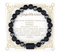 CNYTPE Zodiac Sign Bracelet for Men & Women - Matte Lava Hematite Stone Beads, 12 Constellation Lucky Charm Jewelry for Positive Energy & Protection Against Bad Luck, One Size, Obsidian, no gemstones