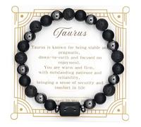 CNYTPE Zodiac Sign Bracelet for Men & Women - Matte Lava Hematite Stone Beads, 12 Constellation Lucky Charm Jewelry for Positive Energy & Protection Against Bad Luck, One Size, Obsidian, no gemstones