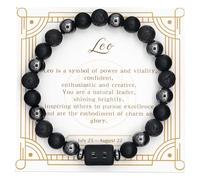 CNYTPE Zodiac Sign Bracelet for Men & Women - Matte Lava Hematite Stone Beads, 12 Constellation Lucky Charm Jewelry for Positive Energy & Protection Against Bad Luck, One Size, Obsidian, no gemstones