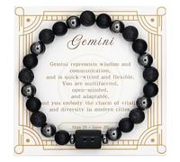 CNYTPE Zodiac Sign Bracelet for Men & Women - Matte Lava Hematite Stone Beads, 12 Constellation Lucky Charm Jewelry for Positive Energy & Protection Against Bad Luck, One Size, Obsidian, no gemstones