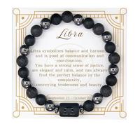 CNYTPE Zodiac Sign Bracelet for Men & Women - Matte Lava Hematite Stone Beads, 12 Constellation Lucky Charm Jewelry for Positive Energy & Protection Against Bad Luck, One Size, Obsidian, no gemstones