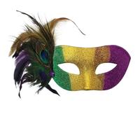 CNYUON 2pcs Mardi Gras Feather Mask Half Face Masquerade Party Costume Prop(Color 2)