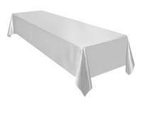 CNYUON 2pcs Rectangle Wedding Satin Large Tablecloth Bright Smooth Silk Table Cover Banquet Anniversary Dining Party Decor(Silver,145x200cm)