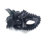 CNYUON 6PCS Dance Party Diamond Mask Feather Wedding Carnival Performance Costume Sexy Lady Masquerade(Black)
