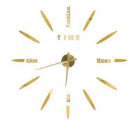 CNYUON Large Wall Clock Quartz Needle 3D DIY Decorative Kitchen Clocks Mirror Stickers Oversize Home Decor(Gold D,37 inch (60-90cm))