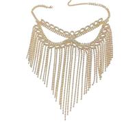 CNYUON Rhinestone Tassel Veil Masks Full Face Women Chains Mask Masquerade Dance Party Performance Sexy Facial Accessories(Style03)