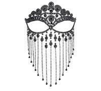 CNYUON Rhinestone Tassel Veil Masks Full Face Women Chains Mask Masquerade Dance Party Performance Sexy Facial Accessories(Style04)