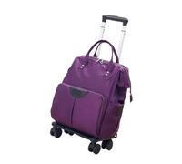 CNYUON Rolling Duffel Bag with Wheels Travel Trolley Bags Women Wheeled Bag Backpack with Wheels Oxford Large Capacity Travel Rolling Luggage Suitcase Bag for Travel, Work(Purple,Large)