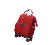 CNYUON Rolling Duffel Bag with Wheels Travel Trolley Bags Women Wheeled Bag Backpack with Wheels Oxford Large Capacity Travel Rolling Luggage Suitcase Bag for Travel, Work(Red,Large)