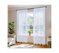 CNYUON Romantic Semi-Transparent Chiffon Lace Curtains Country-Style for Balcony Bay Window Office Home Decor Leisure Theme(70x180cm-2pc)
