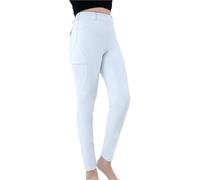 CNYUON Women's Horse Riding Pants Full-Seat Breeches Equestrian Schooling Tights Outdoor Sportswear Knight Equipment Clothes Riding Pants(White,L)