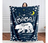 Cnyvbed Gifts for Mua, Bear Present Blanket for Mothers Day Mummy Birthday MAMA Blanket from son daughter, inspirational Gift for Mama，Navy Throw Blanket for MOM 50"x60"