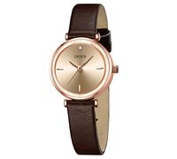 CNYXCN Women's Watches with Diamond Classic Casual Women Watch Cystal Lens Ladies Watches Dress Quartz Analog Waterproof Wristwatch with Genuine Leather Strap Band, RosegoldBrown, Business Classic