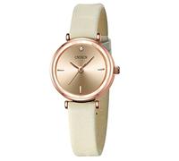 CNYXCN Women's Watches with Diamond Classic Casual Women Watch Cystal Lens Ladies Watches Dress Quartz Analog Waterproof Wristwatch with Genuine Leather Strap Band, RosegoldBeige, Business Classic
