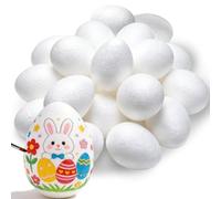 Co Bright 24Pcs Easter White Foam Eggs Balls for Crafts, 8cm Easter Eggs Decorations,Handmade Craft Egg Fake Egg Polystyrene Balls Eggs for Easter Crafts DIY Art Staining to Paint and Hang on Trees