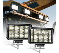 CO LIGHT 2 Pieces 6 Inch LED Work Lights, 80W 16000LM 12V/24V with IP68 Waterproof Square Auxiliary floodlights for excavators, Construction Machinery, Trucks, Tractors, Agricultural Machinery