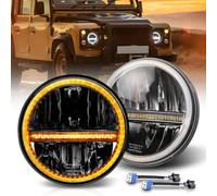 CO LIGHT 2PCS 7 Inch LED Headlights 60W 12000LM Amber Turn Signal White DRL High/Low Beam E-Mark Approved Compatible with Wrangler JK LJ TJ CJ Mustang 1965-1978 Escort Mk1（H4-H13 Adapter Included）
