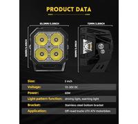 CO LIGHT 3 Inch Led Pods Amber Fog White Off Road Driving Light 12000LM Spot Flood Combo Offroad LED Cube Lights 270° Auxiliary Ditch Light for ATV Wrangler Truck Pickup, Pair