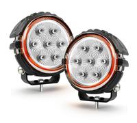 CO LIGHT 4 inches Round LED Work Light Flood Beam for Offroad/Truck/Tractor/Car/Pickup/4x4/ATV/UTV/Excavator/Trailer/Lorry, 120W 12V/24V 6000K Super Bright Flood Light with Amber DRL