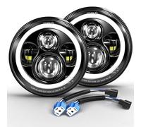 CO LIGHT 7 Inch LED Headlight 150000 LM, E-Approved with Low Beam High Beam Amber Halo Indicator, White Daytime Running Light (DRL), for Defender VW T3 G Class Wrangler TJ JK LJ Hummer