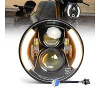CO LIGHT 7 inch LED Headlight for Motorcycle with DOT and E-Mark Approved, 7'' Round Angel Eye Headlight Compatible with Davidson Wrangler JK LJ CJ H1 H2 (1PC/Half Halo)
